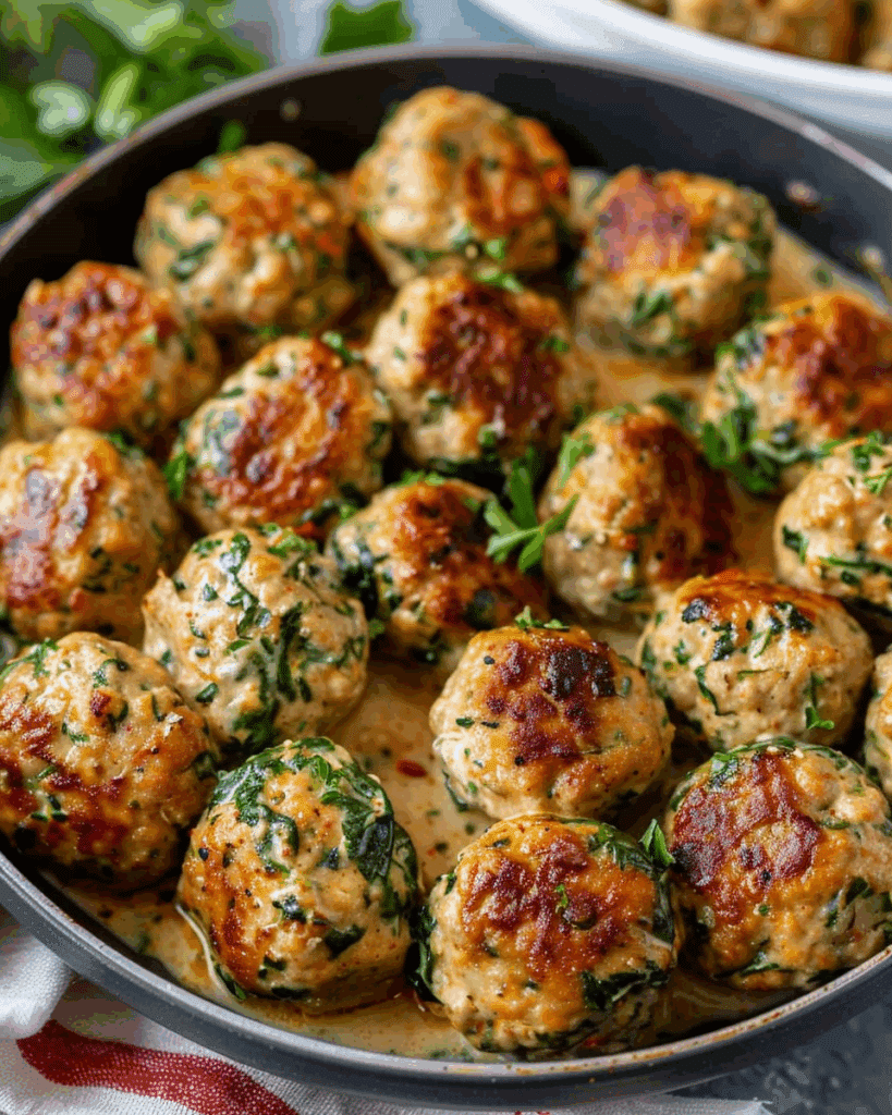 Creamy Spinach Turkey Meatballs