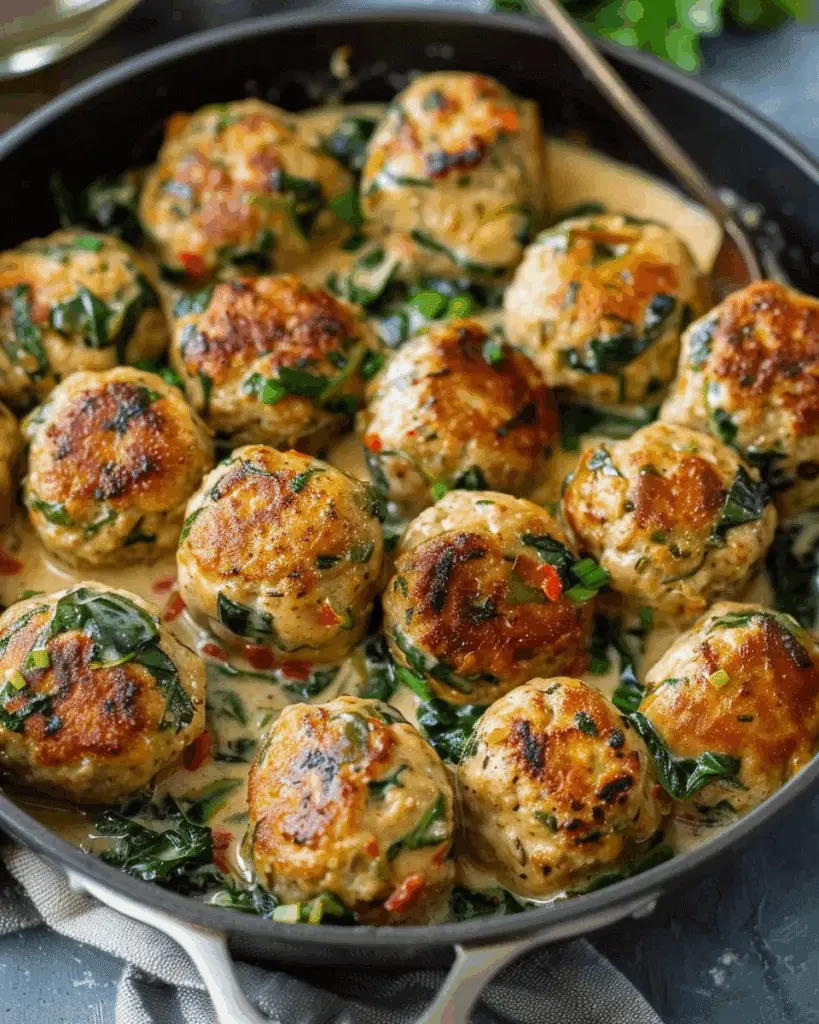 Creamy Spinach Turkey Meatballs