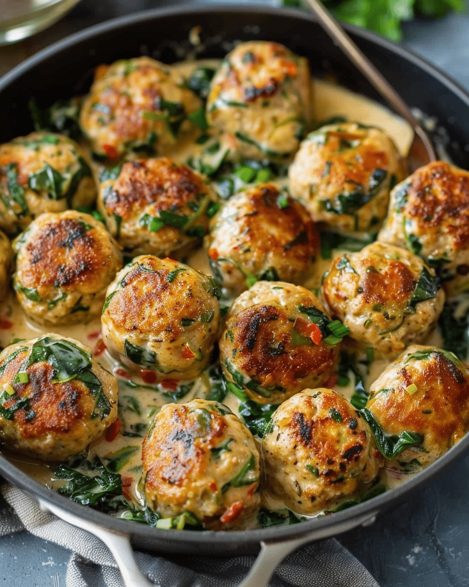 Creamy Spinach Turkey Meatballs