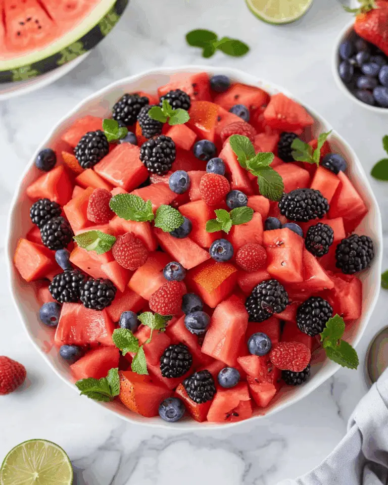 Watermelon Fruit Salad with Fresh Berries
