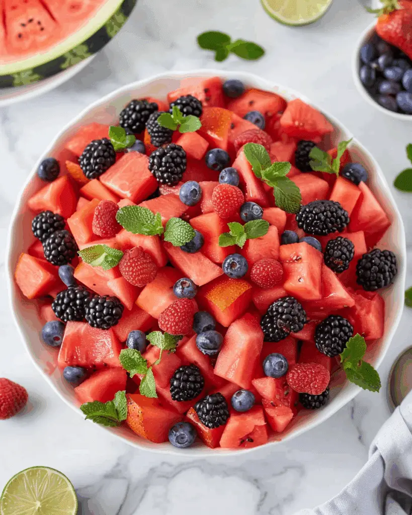 Watermelon Fruit Salad with Fresh Berries