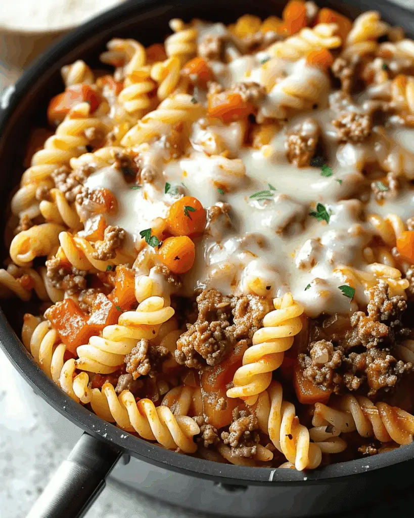 Creamy Rotel Pasta with Ground Beef