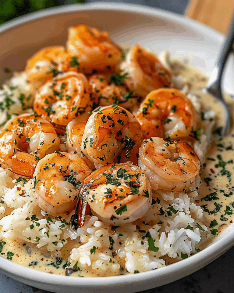 Creamy Garlic Butter Shrimp Bowl with Herb Rice