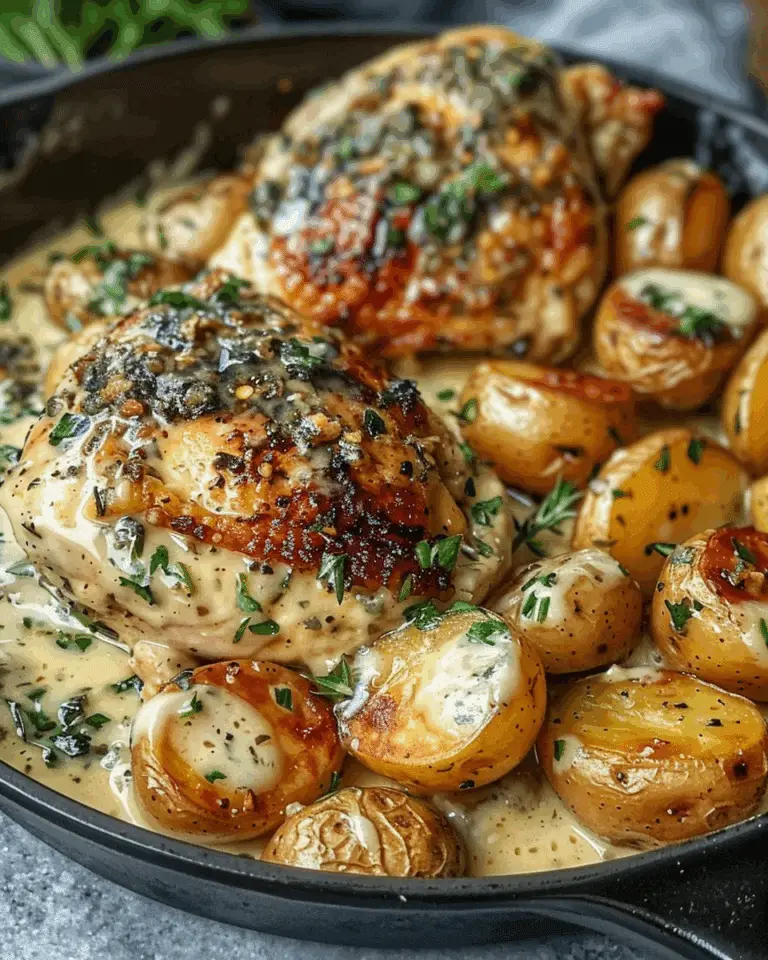 Creamy Garlic Chicken with Roasted Baby Potatoes