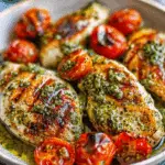 Creamy Pesto Chicken with Roasted Tomatoes