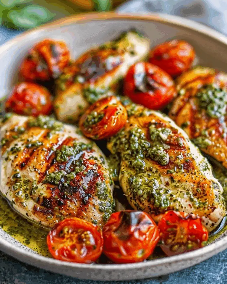 Creamy Pesto Chicken with Roasted Tomatoes