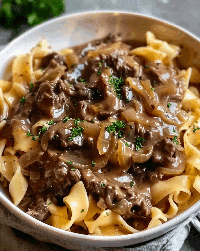 French Onion Beef and Noodles