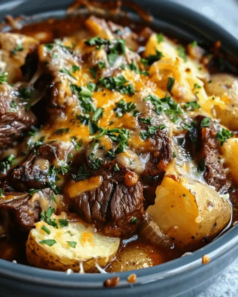 Crockpot Loaded Steak and Potato Bake