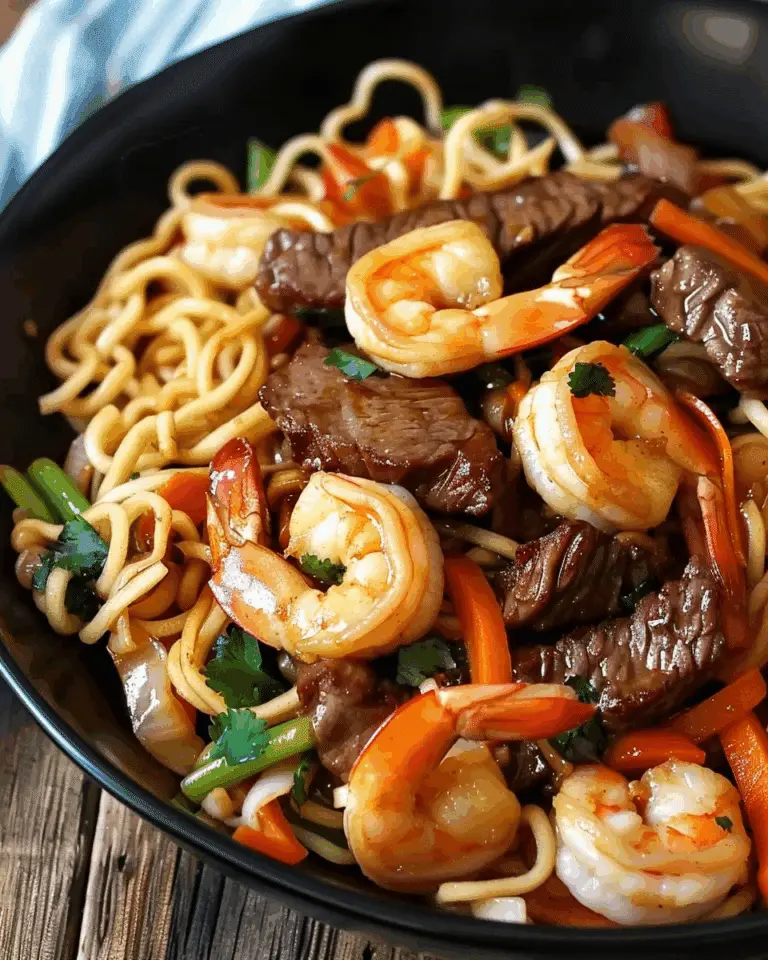 Stir‑Fried Steak & Shrimp with Noodles