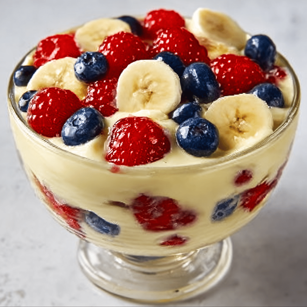 Red White and Blue Cheesecake Salad Recipe - Recipe Image