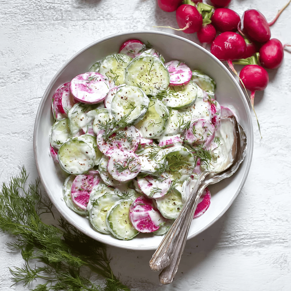 Creamy Cucumber Radish Salad Recipe - Recipe Image
