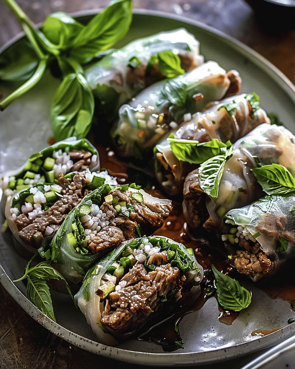 Thai Basil Beef Rolls