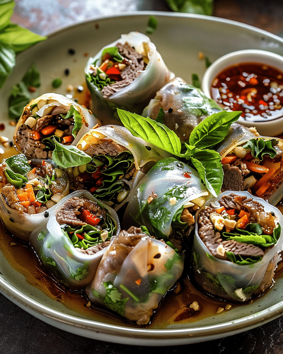 Thai Basil Beef Rolls