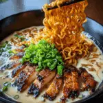 Fiery Chicken Ramen with Creamy Garlic Sauce Recipe