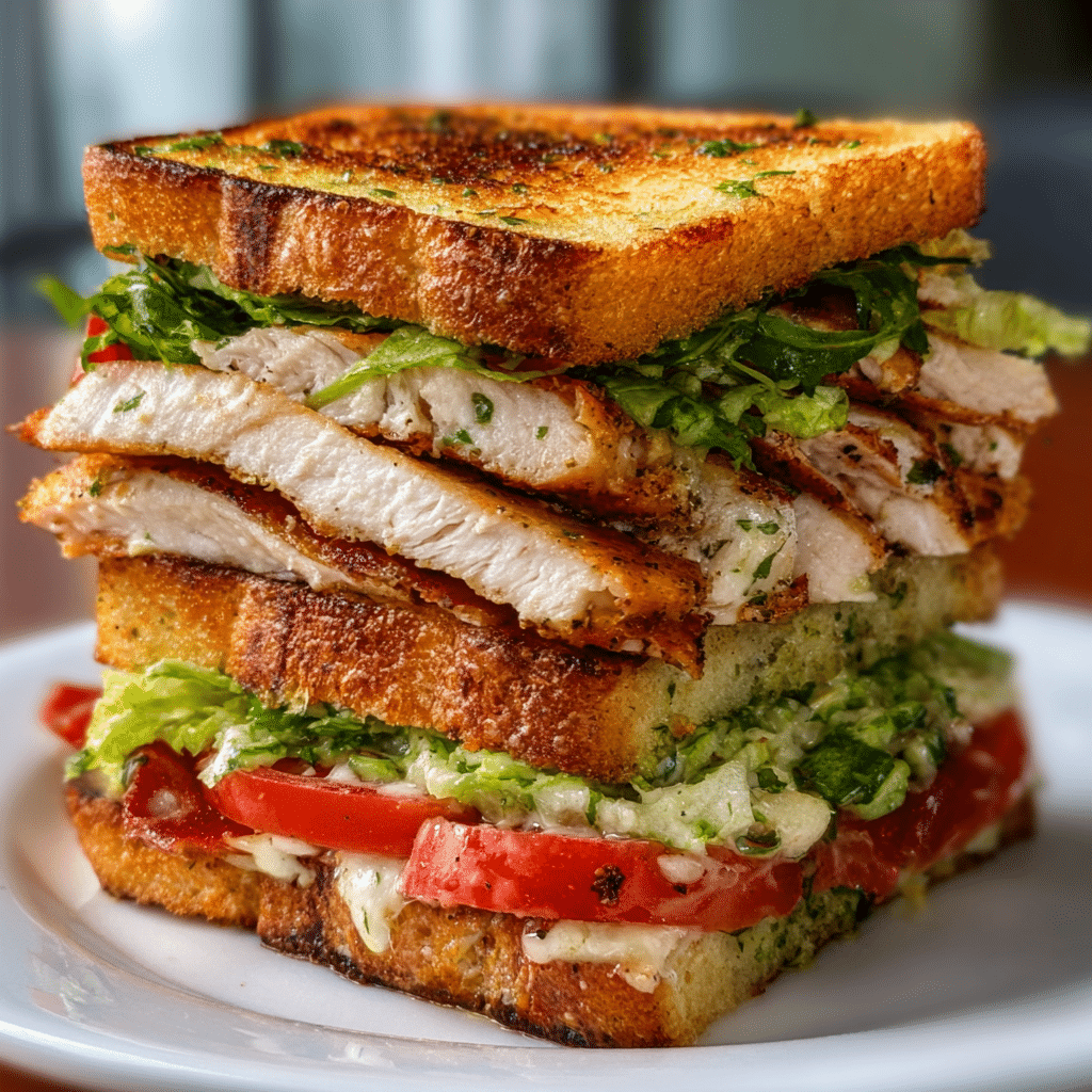 Garlic Butter Lettuce, Tomato & Grilled Chicken Sandwich Recipe - Recipe Image