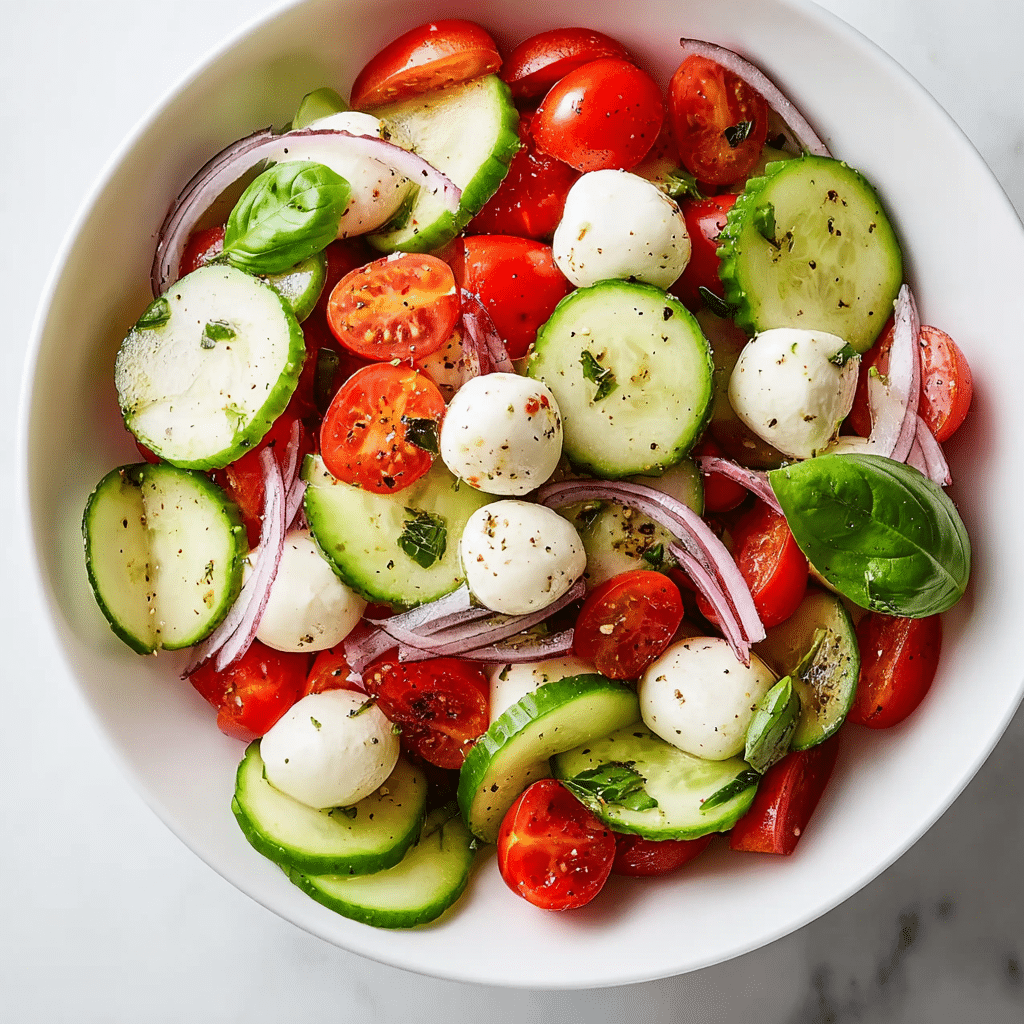 Fresh Cucumber Caprese Salad Recipe - Recipe Image
