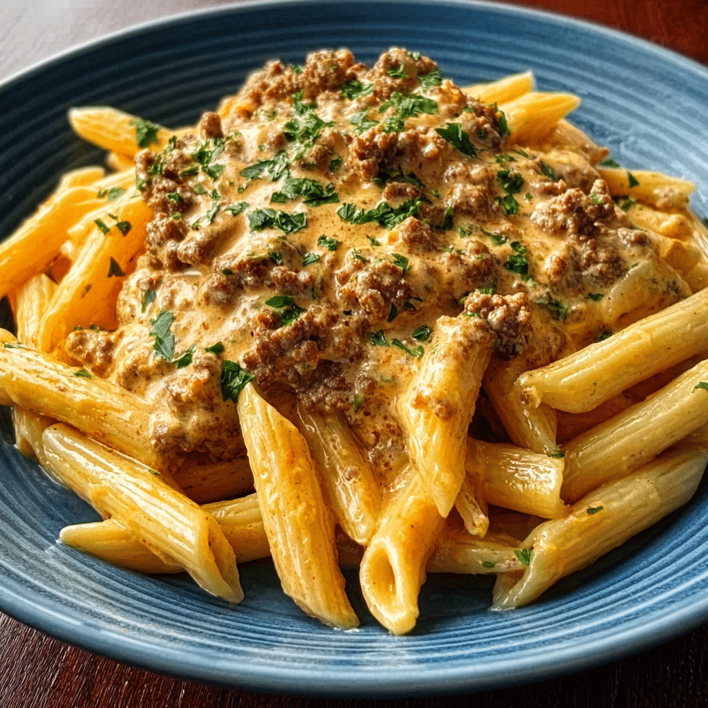 Cheesy Ground Beef Pasta Skillet Recipe - Recipe Image