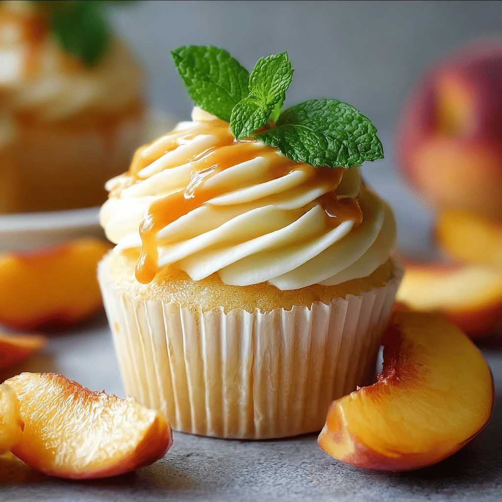 HONEY PEACH CREAM CHEESE CUPCAKES Recipe - Recipe Image