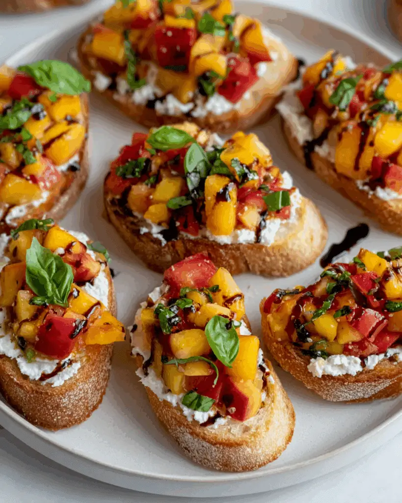 peach bruschetta with whipped ricotta Recipe