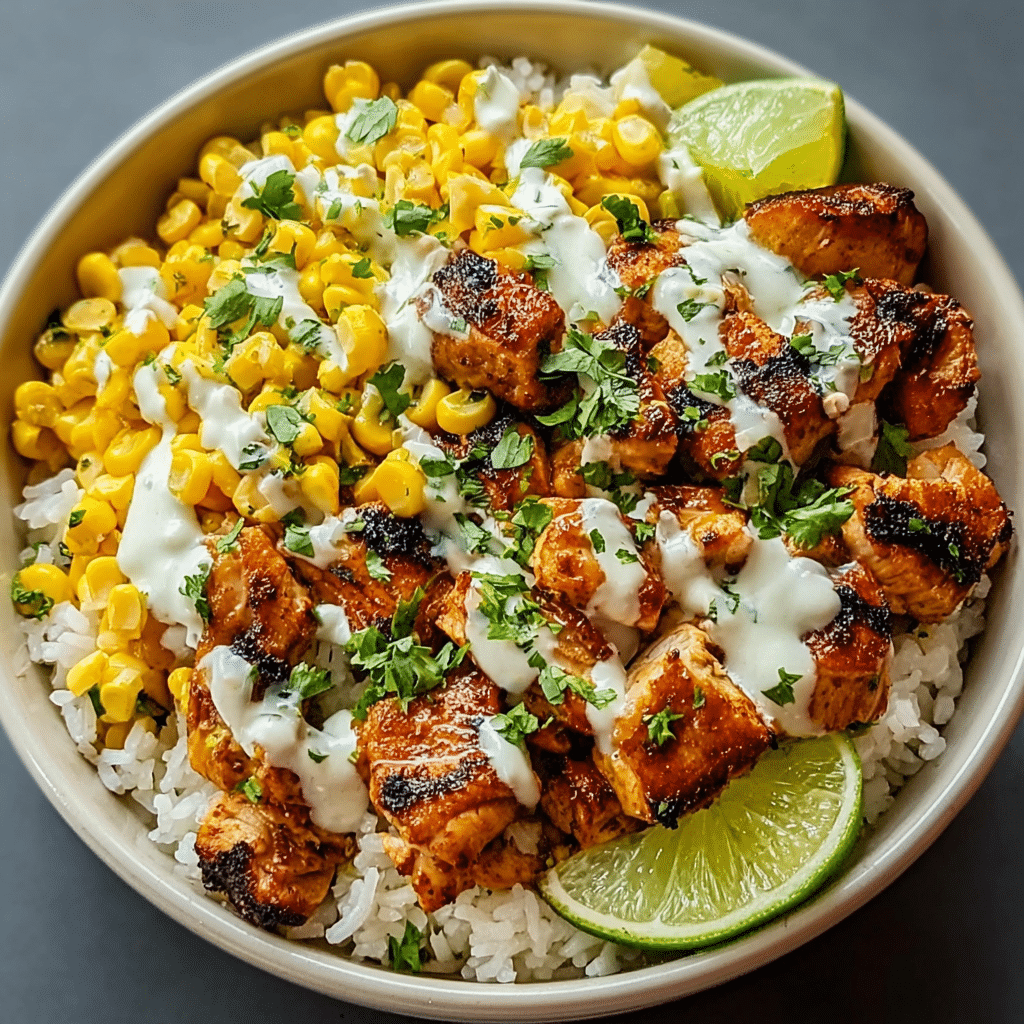 The Best Street Corn Chicken Rice Bowl Recipe - Recipe Image