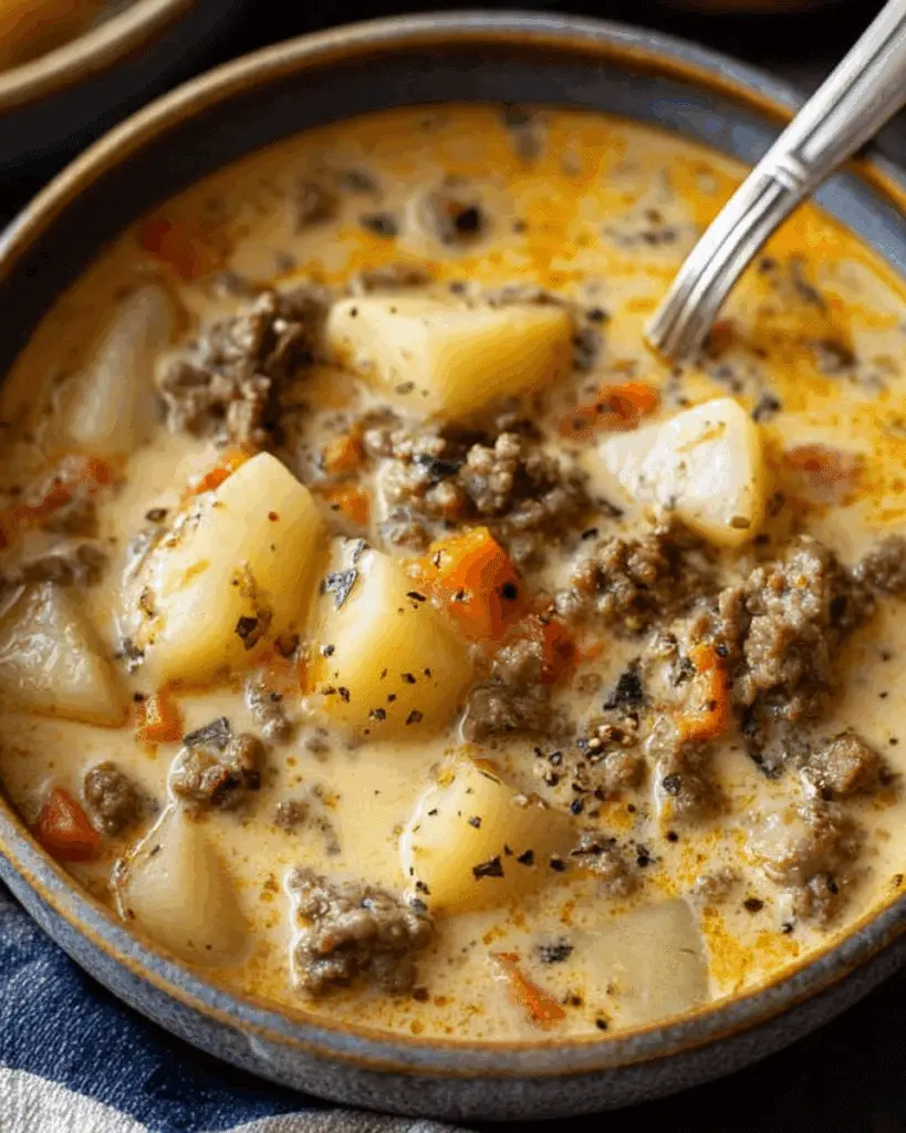 Crockpot Creamy Potato & Hamburger Soup Recipe