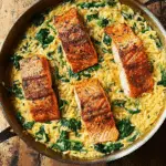 One-Skillet Salmon with Lemon Orzo Recipe