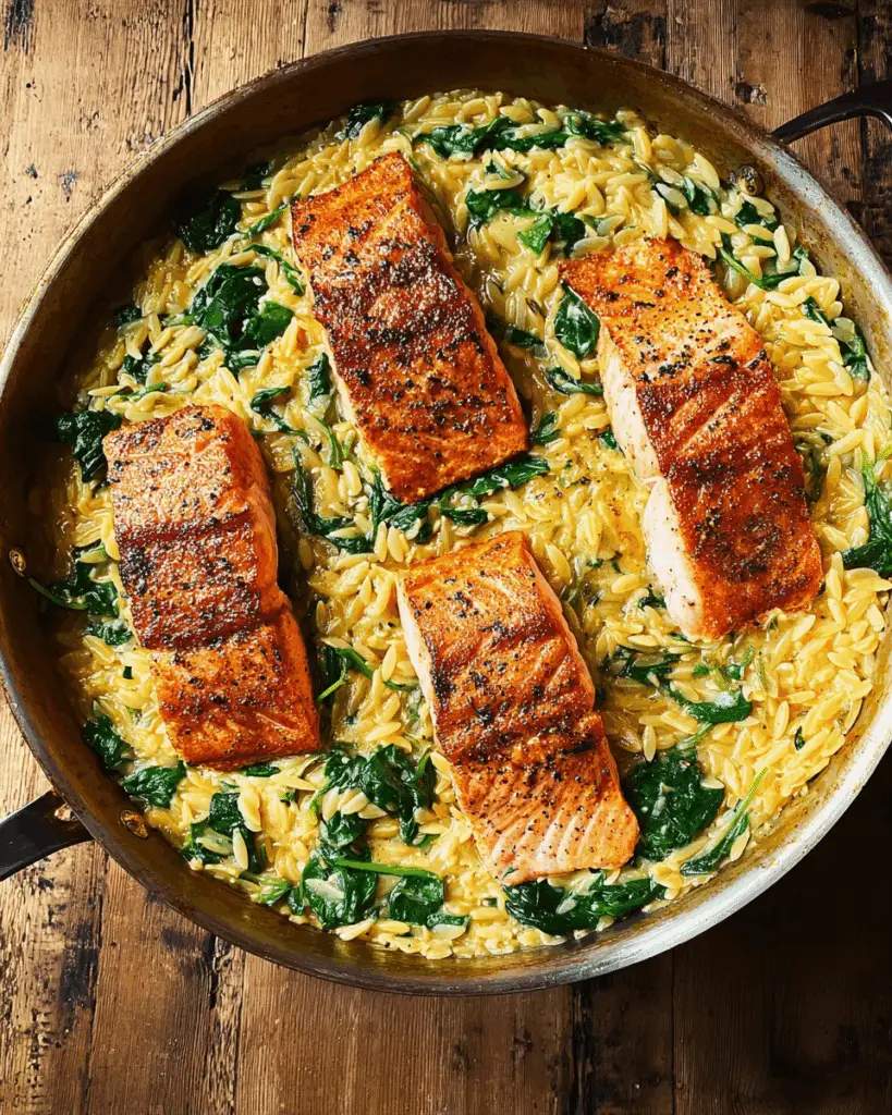 One-Skillet Salmon with Lemon Orzo Recipe