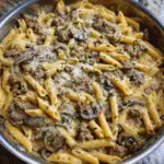 Cheesy Ground Beef Pasta Skillet Recipe