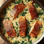 One Skillet Salmon with Lemon Orzo Recipe