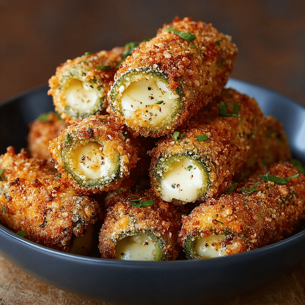 Easy Cheesy Stuffed Fried Okra Recipe - Recipe Image