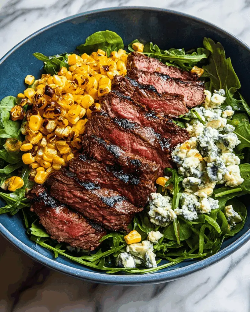 Balsamic Steak Gorgonzola Salad with Grilled Corn Recipe