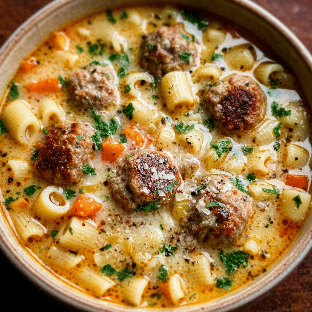 creamy parmesan italian sausage ditalini soup Recipe - Recipe Image