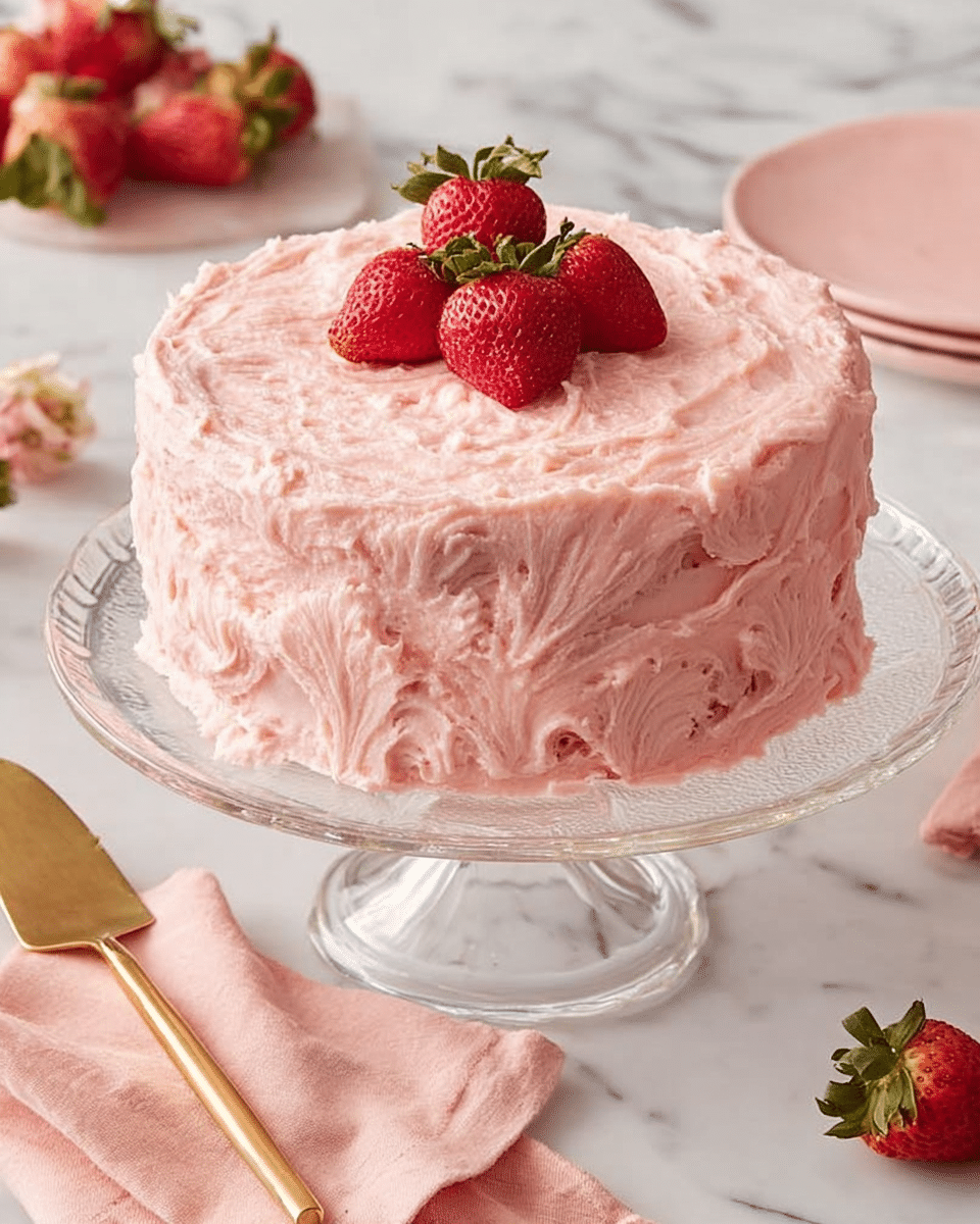 Homemade Strawberry Layer Cake with Strawberry Frosting Recipe
