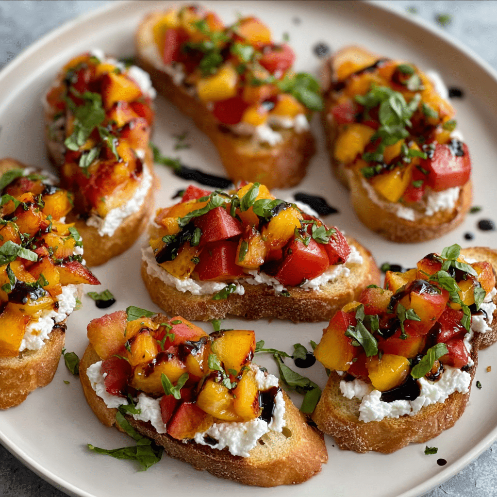 peach bruschetta with whipped ricotta Recipe - Recipe Image
