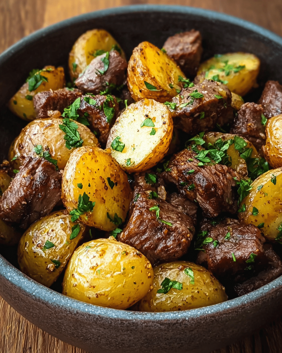 Garlic Butter Beef Bites with Potatoes Recipe