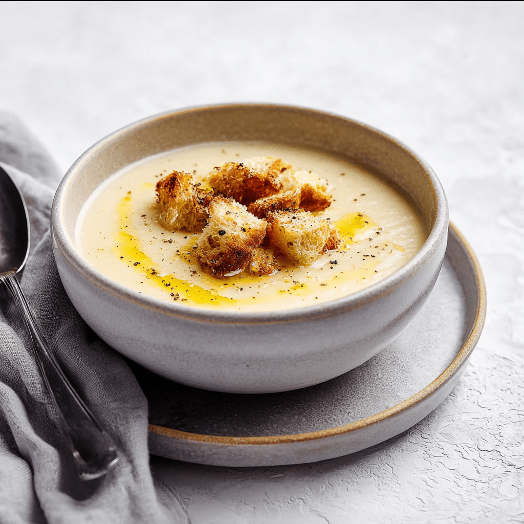 CREAMY ROASTED GARLIC POTATO SOUP (VEGAN) Recipe - Recipe Image