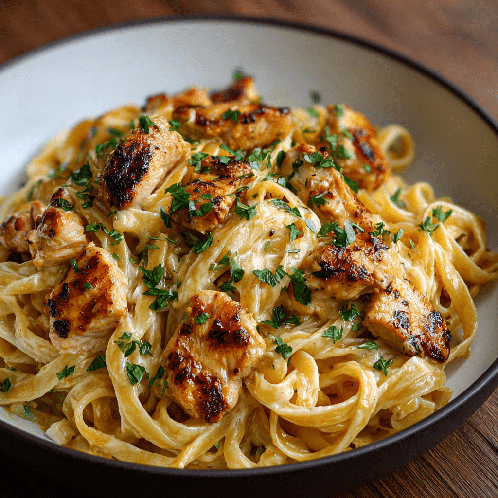 Divide the cowboy butter chicken linguine among plates, and sprinkle with freshly grated Parmesan cheese Recipe - Recipe Image