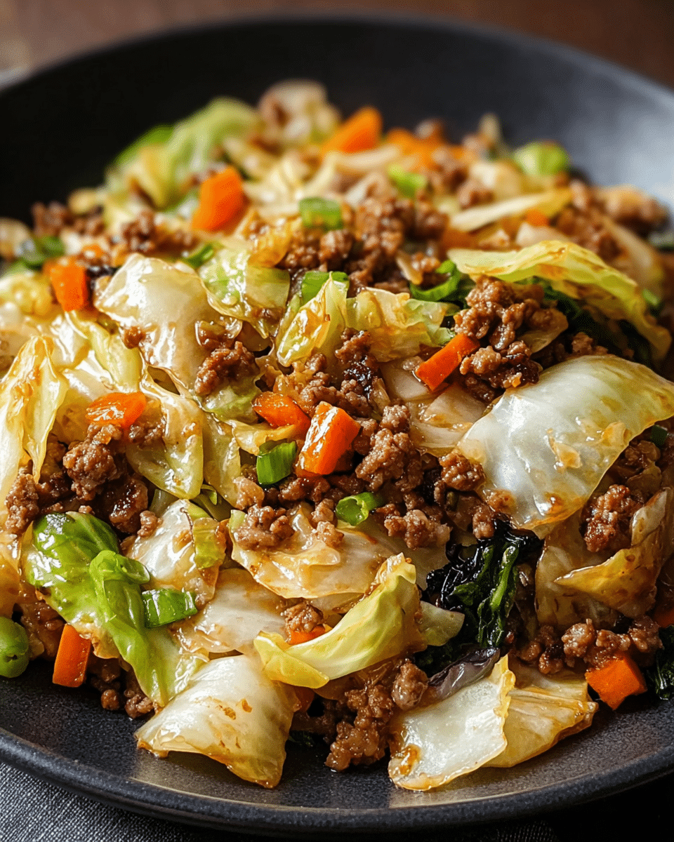 Easy Chinese Ground Beef and Cabbage Stir Fry Recipe - Recipe Image