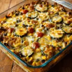 Place the baking dish in the preheated oven and bake for 25-30 minutes, or until the zucchini is tender and the cheese is bubbly and golden Recipe