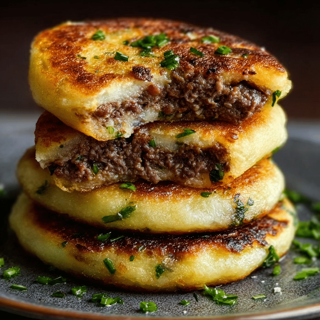 Mashed Potato Pancakes with Meat Filling