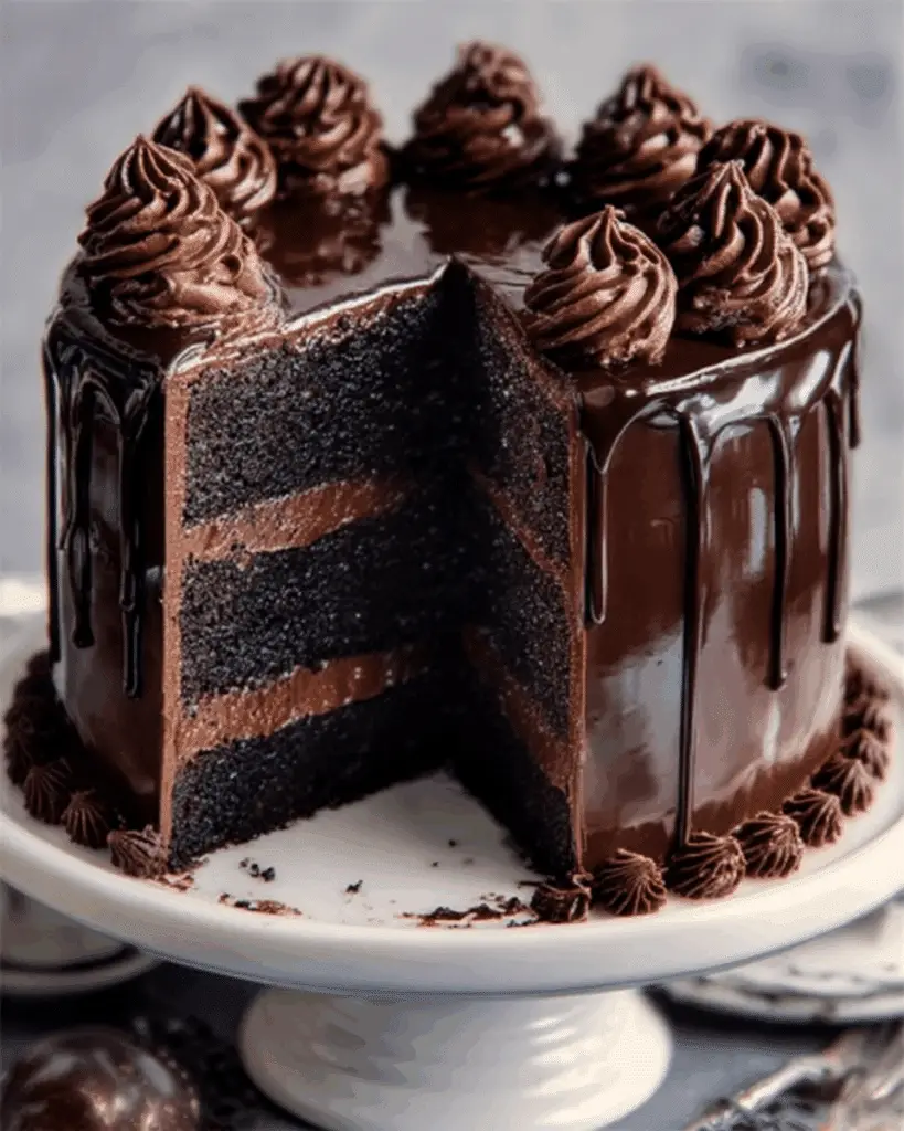Best Double Chocolate Cake with Black Velvet Icing Recipe