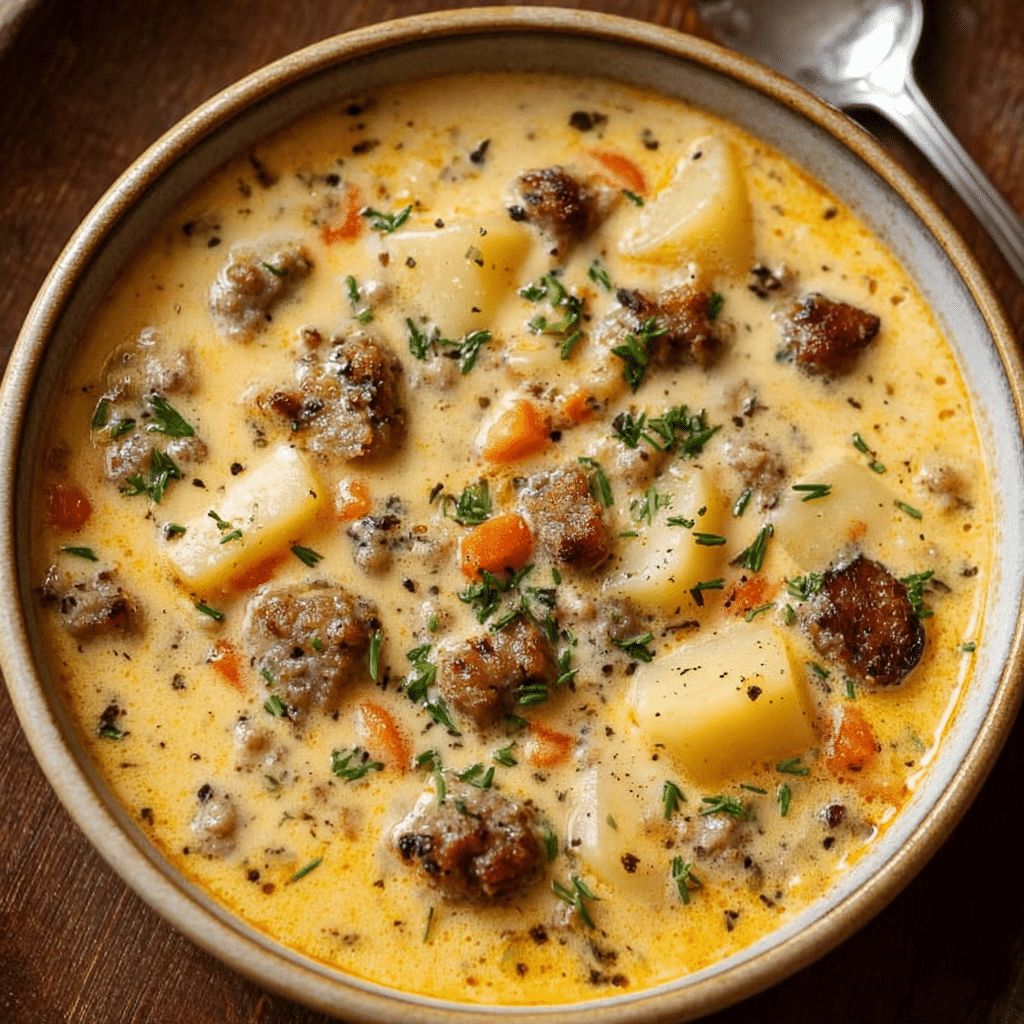 Crockpot Creamy Potato & Hamburger Soup Recipe - Recipe Image