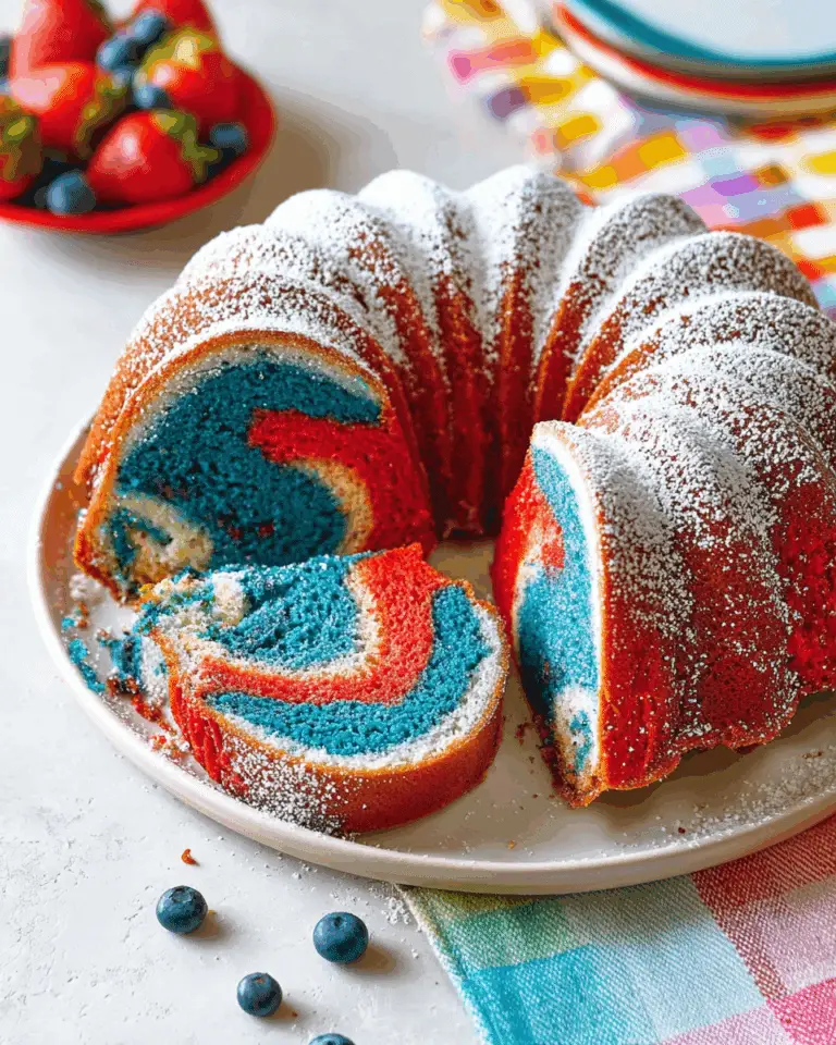 Red, White, and Blue Marble Cake Recipe