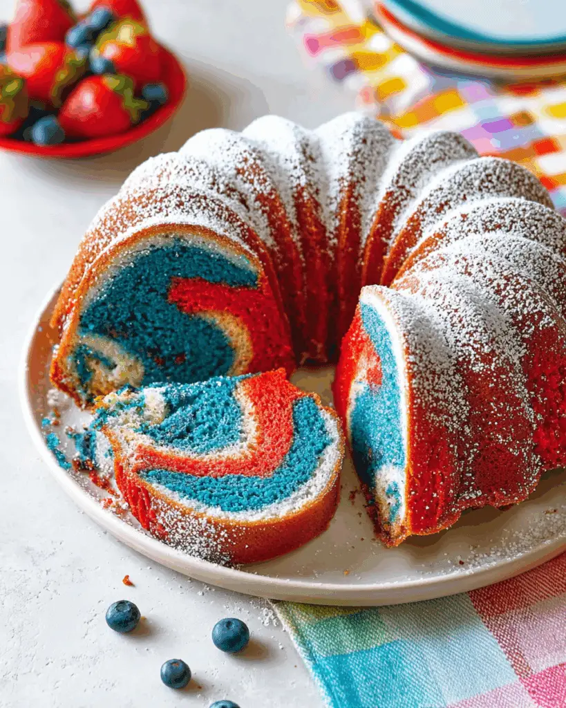 Red, White, and Blue Marble Cake Recipe