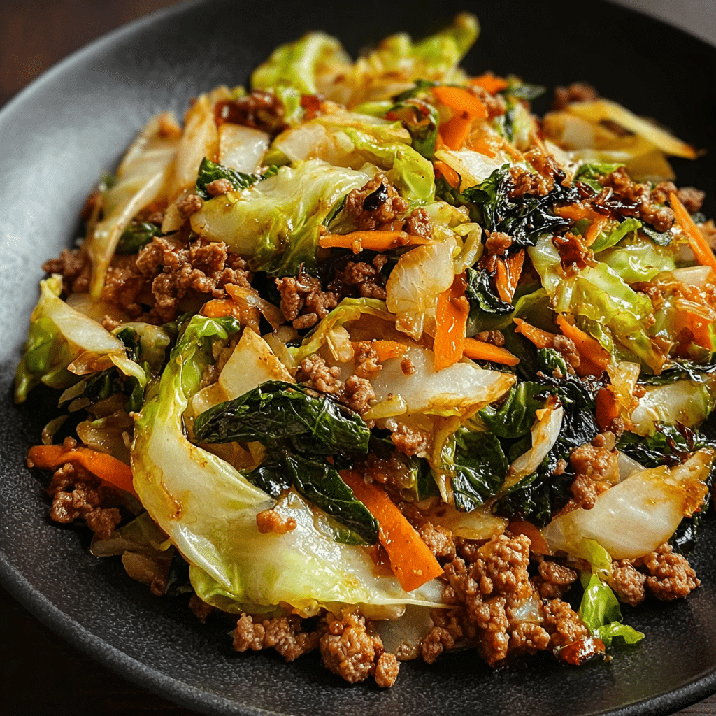 Easy Chinese Ground Beef and Cabbage Stir Fry Recipe