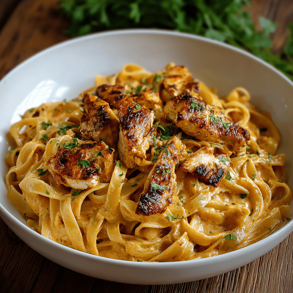 Divide the cowboy butter chicken linguine among plates, and sprinkle with freshly grated Parmesan cheese Recipe - Recipe Image