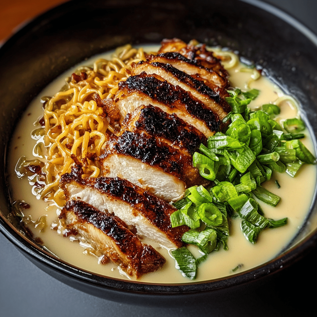 Fiery Chicken Ramen with Creamy Garlic Sauce Recipe - Recipe Image