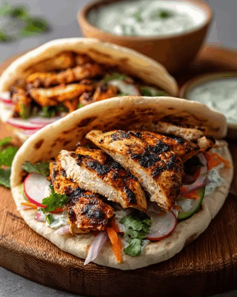SHEET PAN CHICKEN PITAS WITH HERBY RANCH SLAW RECIPE