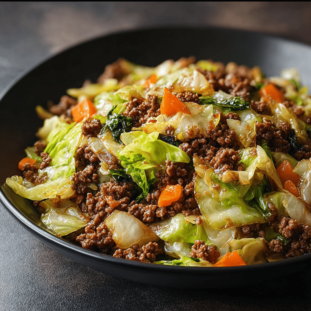 Easy Chinese Ground Beef and Cabbage Stir Fry Recipe - Recipe Image