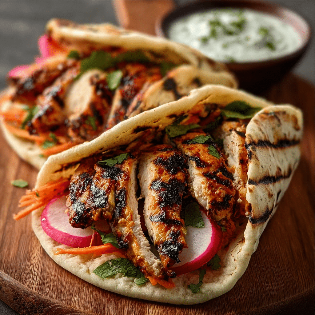 SHEET PAN CHICKEN PITAS WITH HERBY RANCH SLAW RECIPE - Recipe Image
